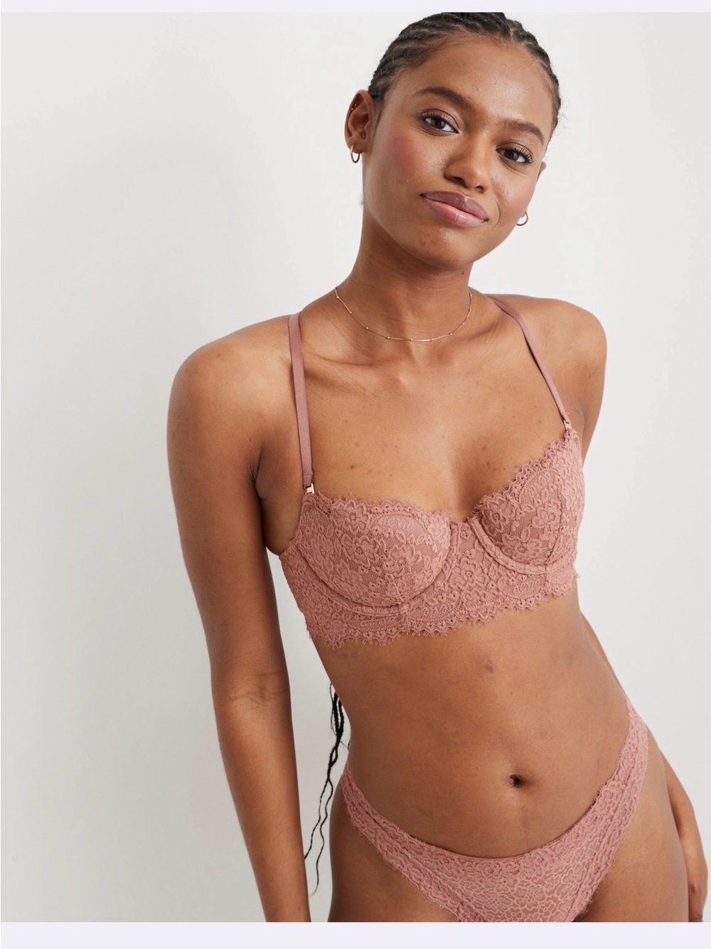 AERIE - Real Power Balconette Lightly Lined Eyelash Bra - Richer Brown - 32B